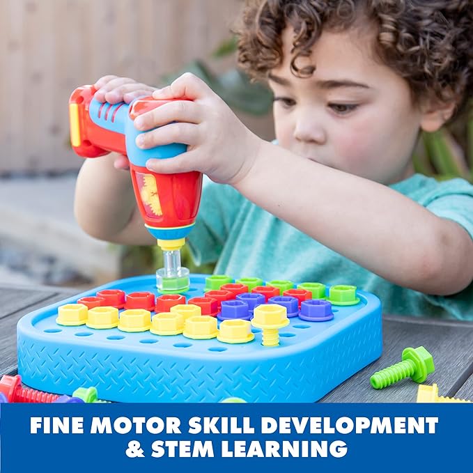 Educational Insights Design & Drill Bolt-It Bucket, Portable, Travel Friendly Drill Toy Set Medium