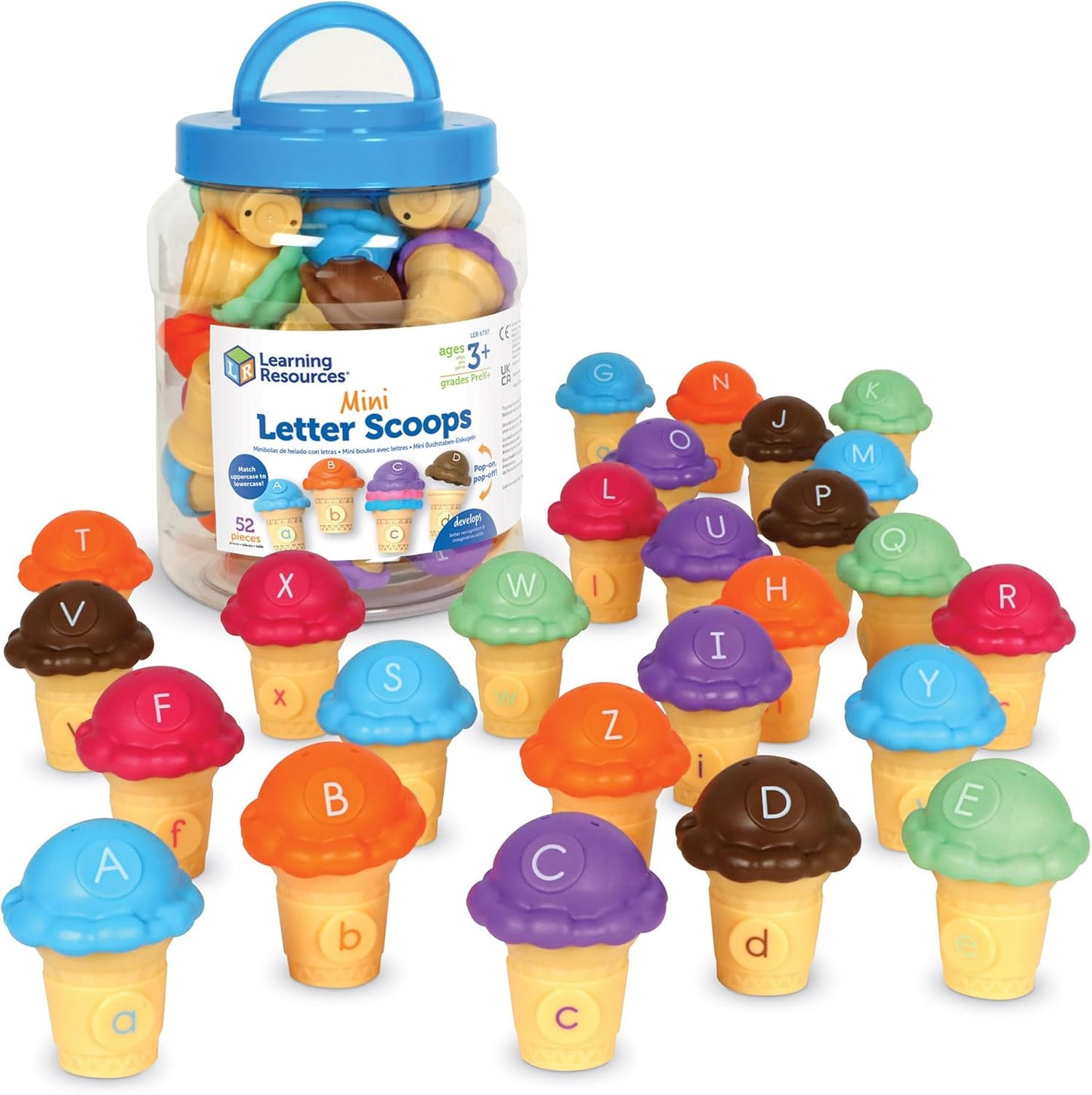 Mini Letter Scoops, 52 Pieces, Learning Resources , Ages 3+,Perfect Gift for your little one, Preschool Learning Toys, Stacking Toys, Montessori Toys