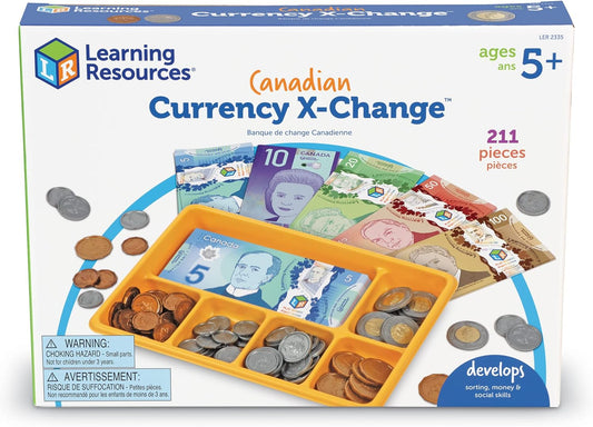 Learning Resources Canadian Currency X-Change Activity Set, Play Money, 211 Pieces, Ages 5+, Learning Resources Canadian Currency